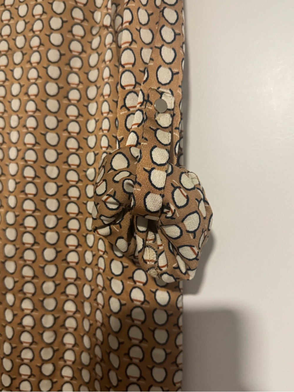 QUIZ Tan Geo-Print Long Sleeve Shirt Dress - Picture 5 of 6